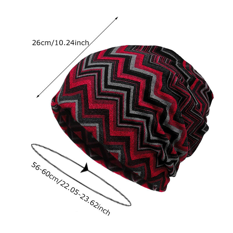 Wholesale Ethnic Style Polyester Wavy Pattern Hats Retro Neck Wrap Cap
