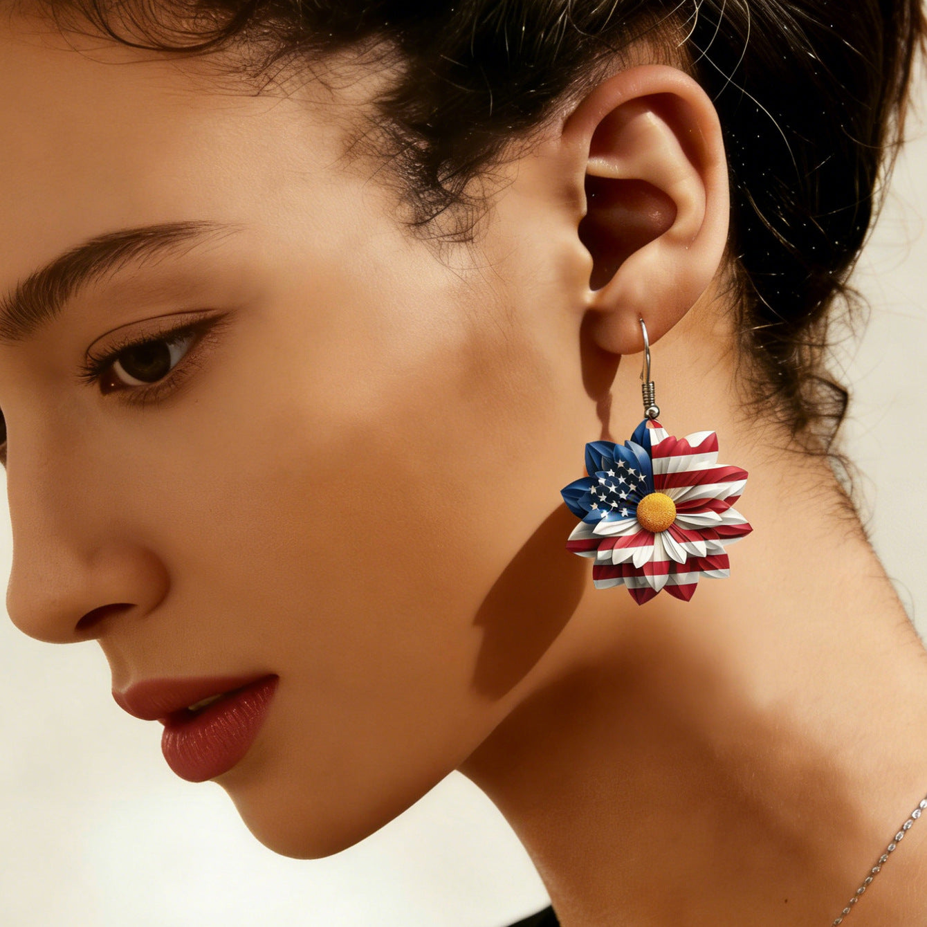 Wholesale Red White Blue Flag Bald Eagle Pendant Earrings