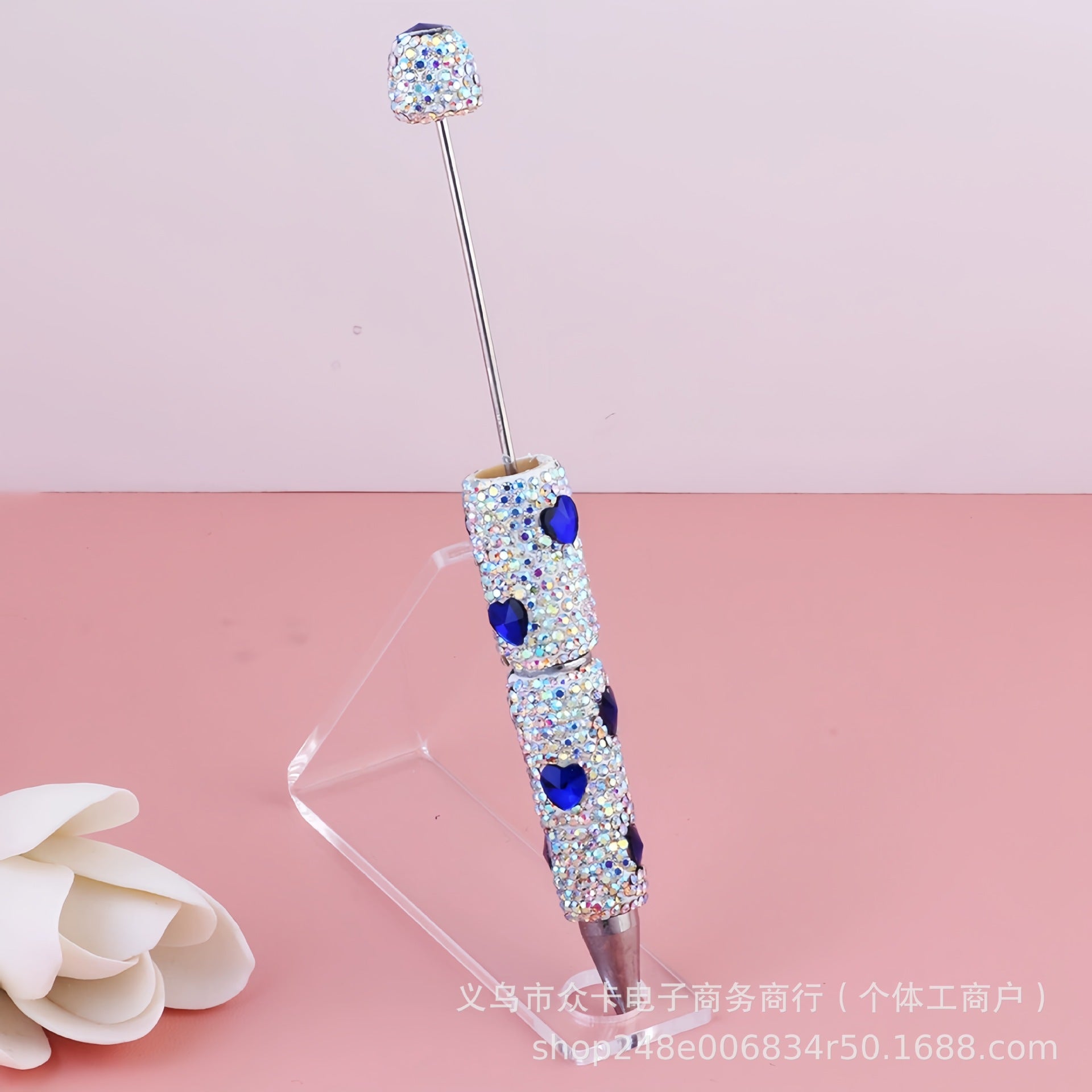 Wholesale 10pcs Heart-Shaped Colorful  Full Diamond  DIY Fancy Beadable Pens