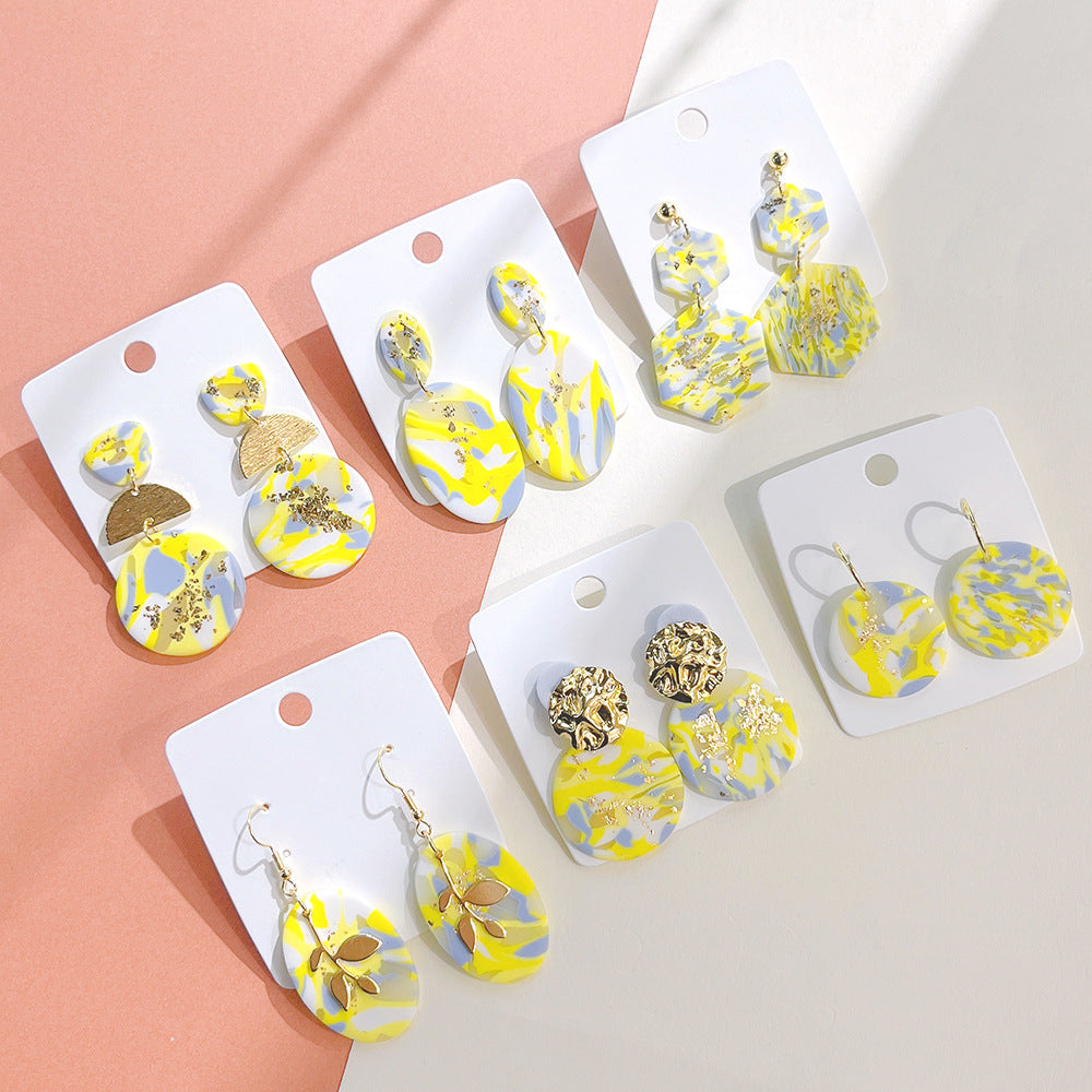 Wholesale Starry Sky sy Soft Ceramic Geometric Splicing Earrings