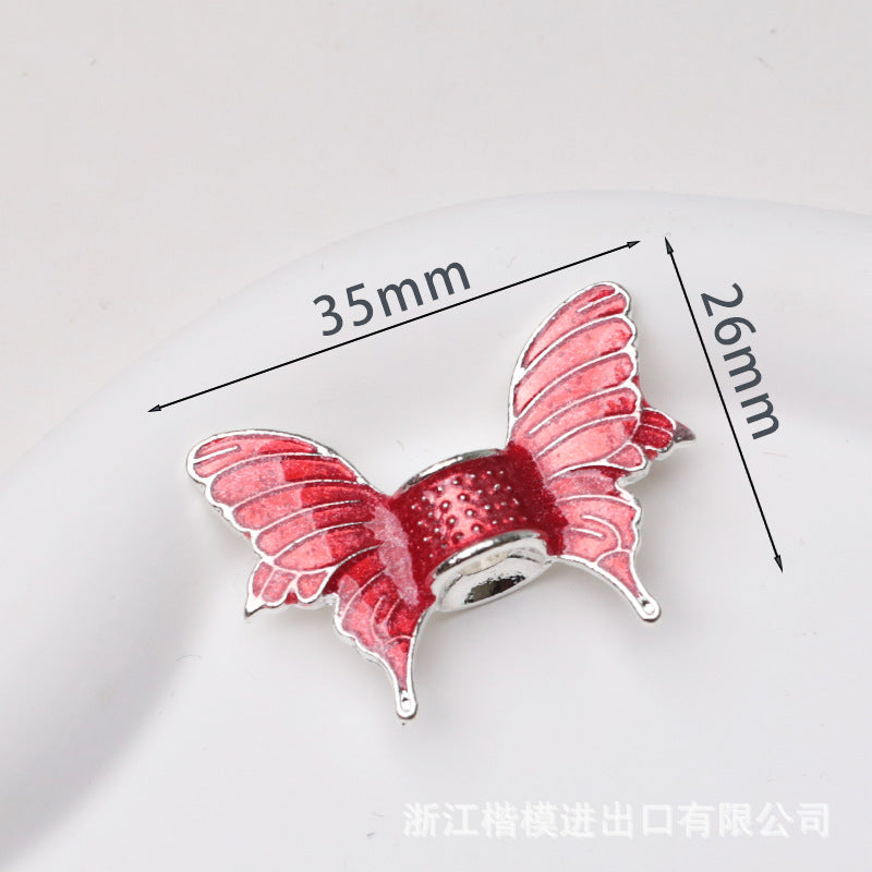Wholesale 50PCS DIY Metal Electroplated Colorful Wings Butterfly Vertical Hole Loose Beads