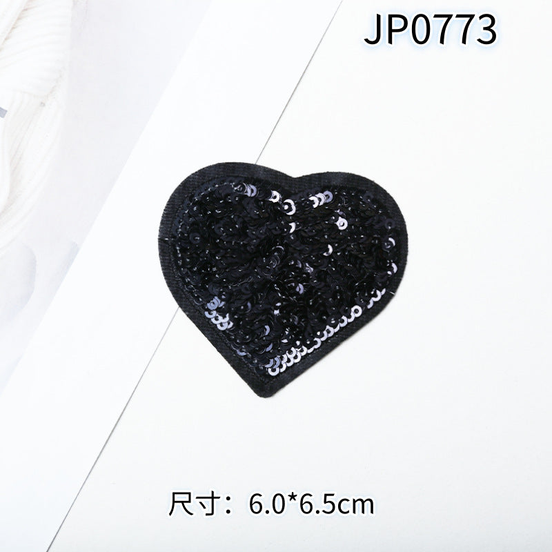 Wholesale 10pcs Multi colored love sequins cartoon embroidery DIY Patches