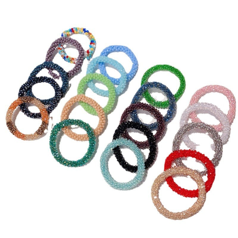 Wholesale Sequin Crystal Color Elastic Rubber Band Bracelet Dual Use
