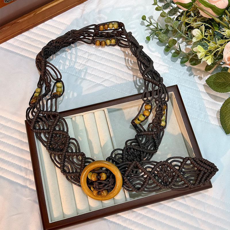 Wholesale Women's Versatile Dress Accessories Waist Rope Bohemian Braided Hemp Rope Waist Chain Thin Belt