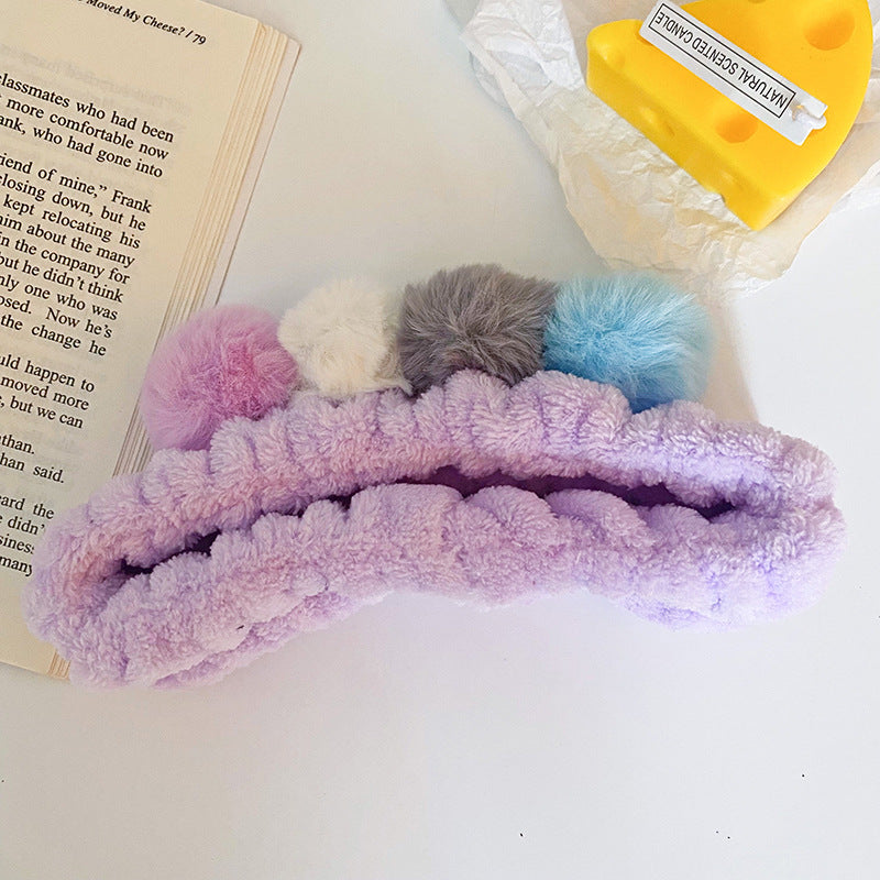 Wholesale Fabric Colored Plush Ball Hair Hoop