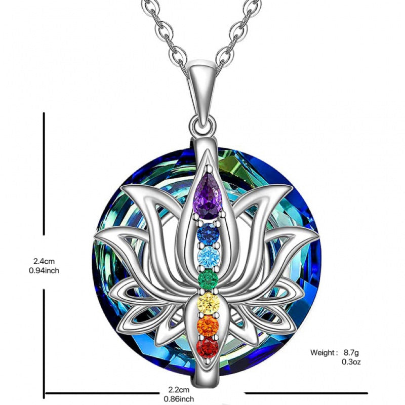 Wholesale colorful Lotus necklace fashion advanced colorful crystal pendant all-match clavicle chain