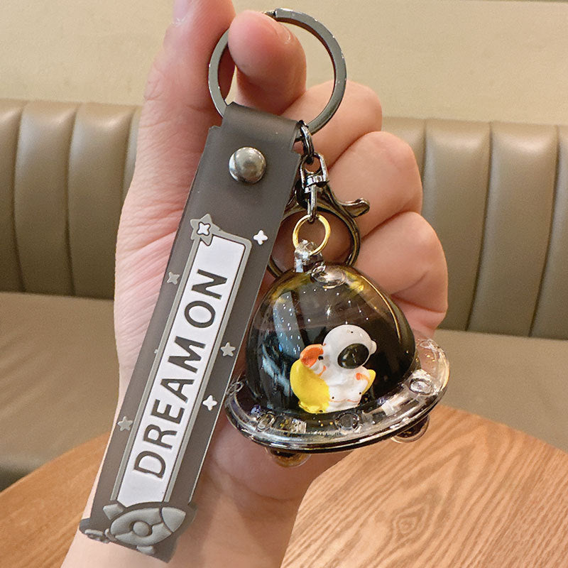 Wholesale Cartoon Floating Bottle Astronaut Car Quicksand Acrylic Keychain