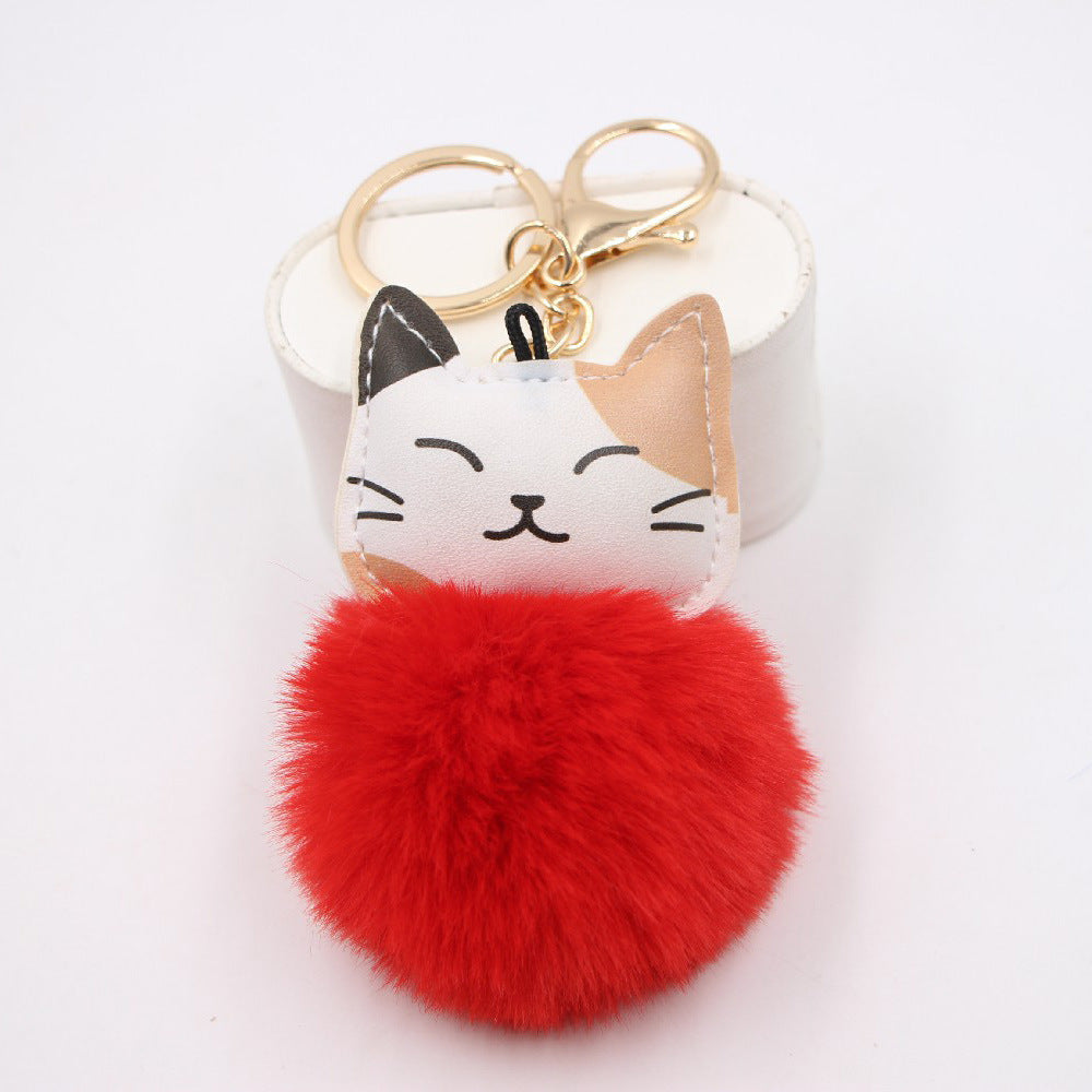 Wholesale Lucky Cat Kitten Pom Pom Keychain Taro Purple Plush Pendant For Bags Wallets Car Keys Gift Shop Boutique Resale