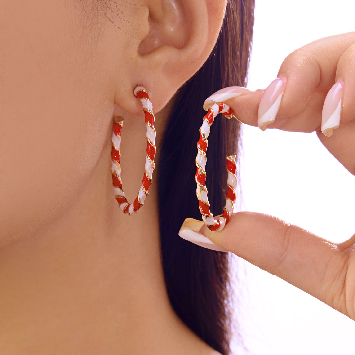 Wholesale New Christmas earrings for women all-match holiday Christmas gingerbread man cane earrings