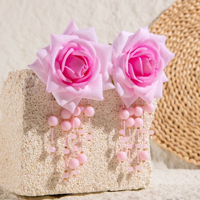 Wholesale Fabric colorful flower earrings