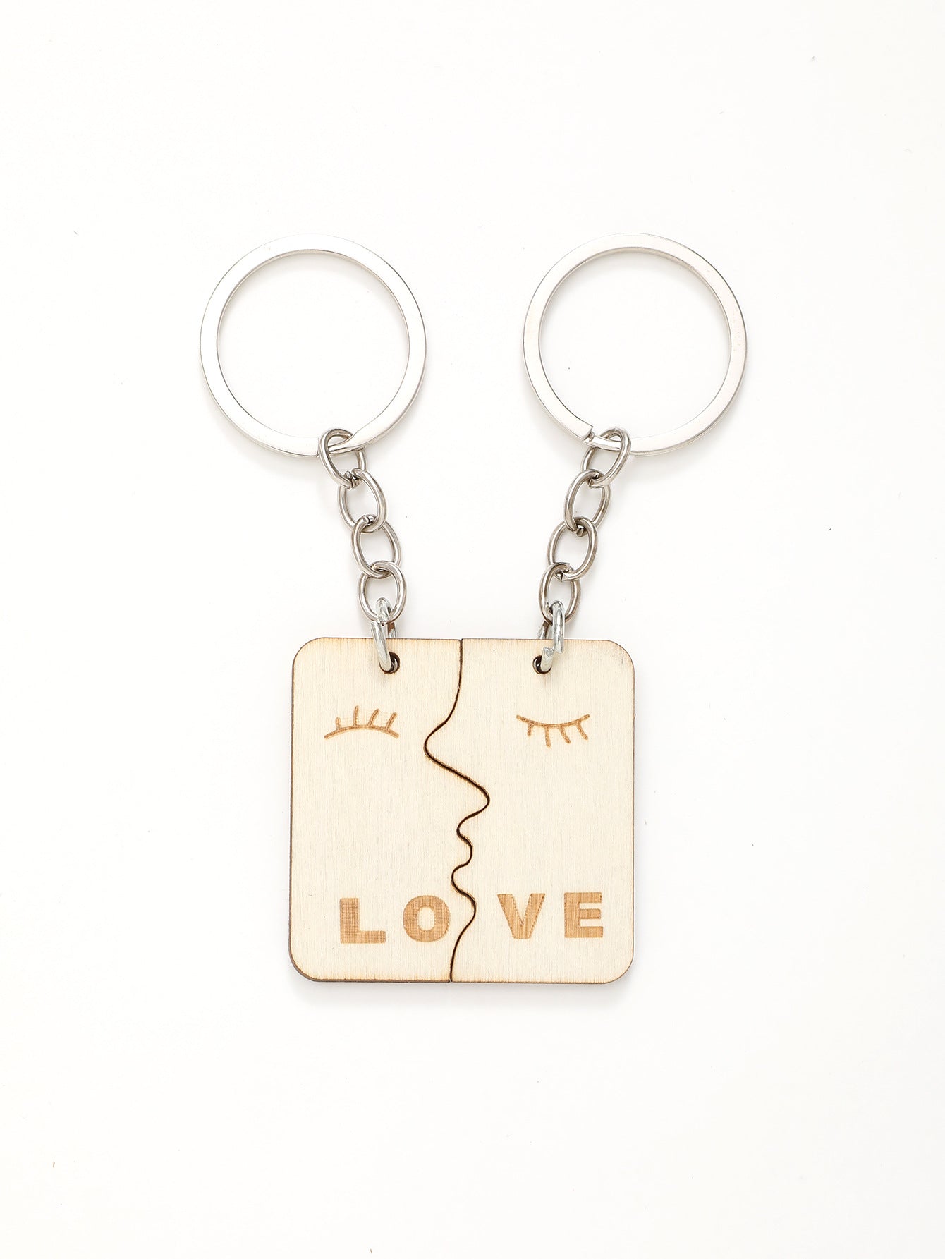 Wholesale Couple Gifts Wooden Clover Wooden Chips Laser Wooden Keychains