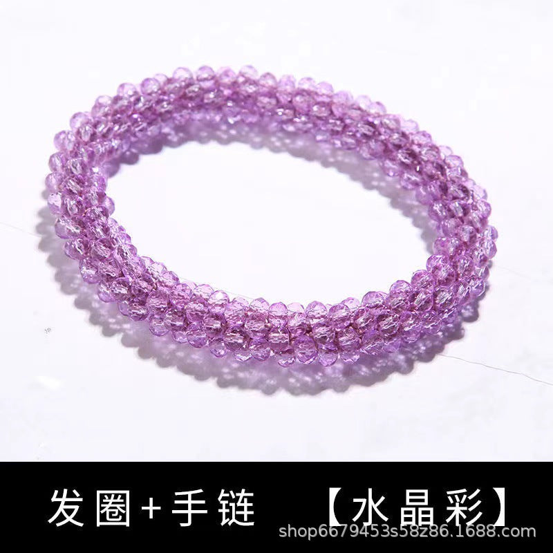 Wholesale Sequin Crystal Color Elastic Rubber Band Bracelet Dual Use
