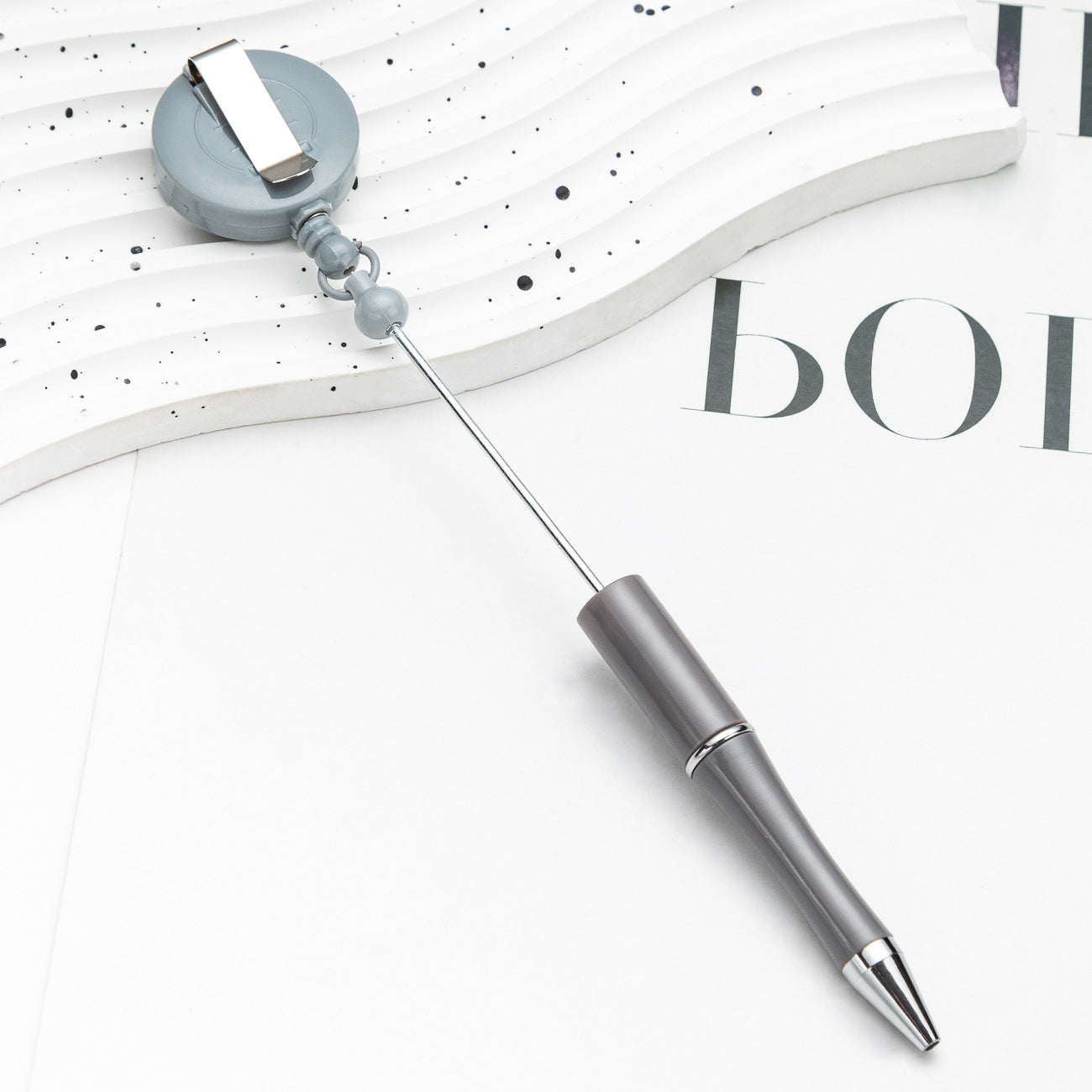 Wholesale 2pcs Beadable Pens Retractable Buckle Plastic Easy Pull Buckle Ballpoint Pen