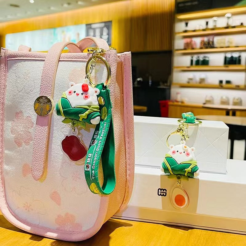 Wholesale Cartoon Creative Lovely Zongzi PVC Keychains