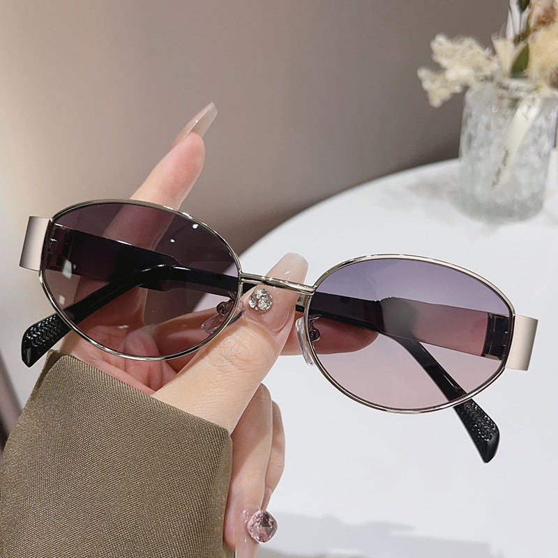 Wholesale Oval Metal Large Frame Sunglasses