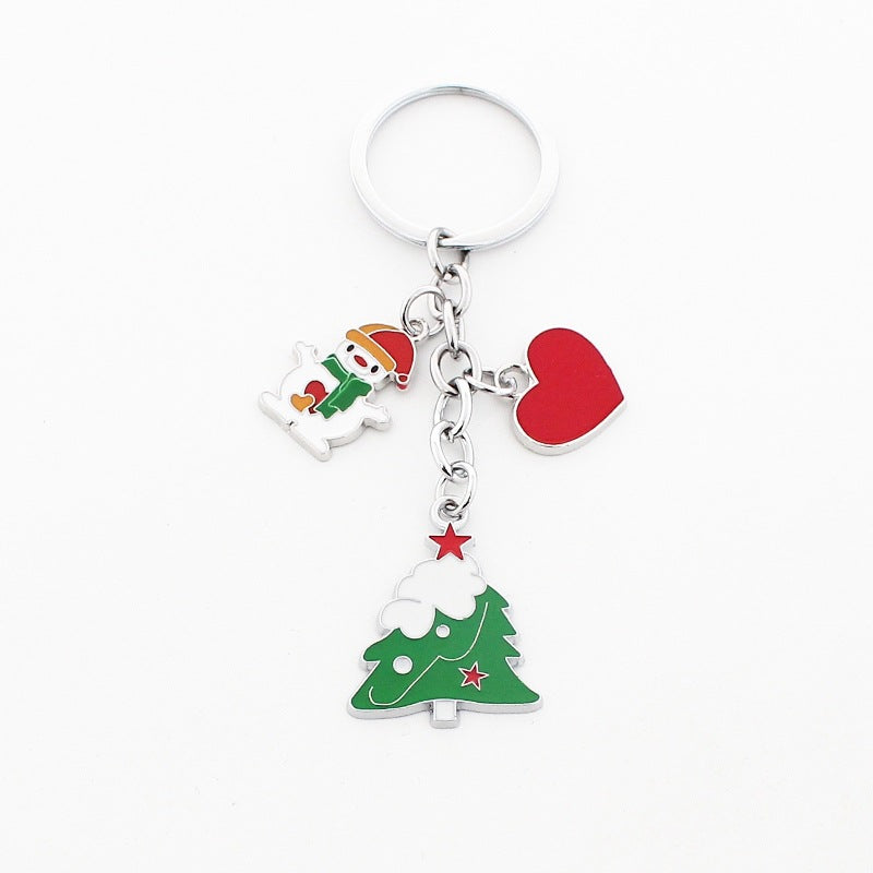 Wholesale Christmas Santa Claus Christmas Tree Drop Oil Zinc Alloy Keychain