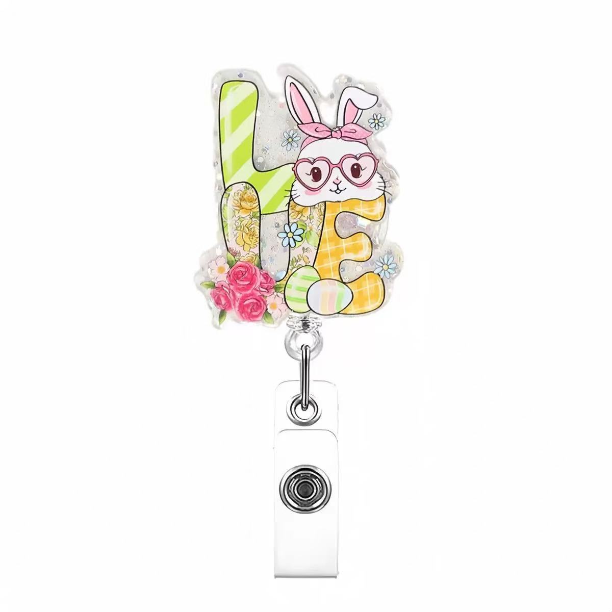 Wholesale Easter Badge Reels Glitter Fun Badge Reels