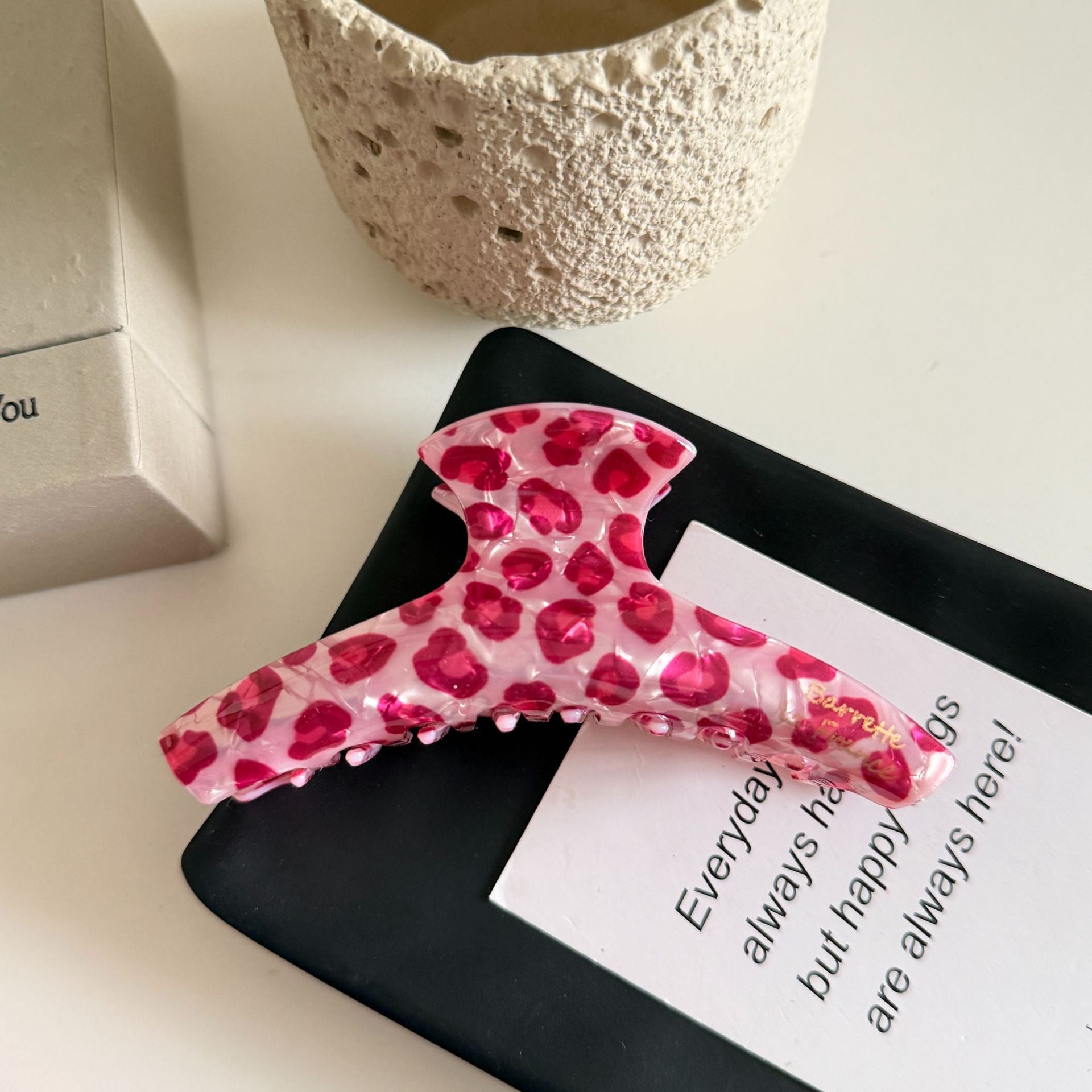 Wholesale Pink leopard print shark clip acrylic hair clip