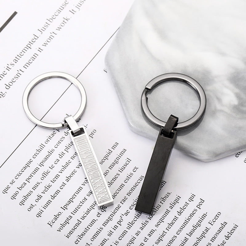 Números romanos de acero inoxidable al por mayor llavero de barra larga tridimensional