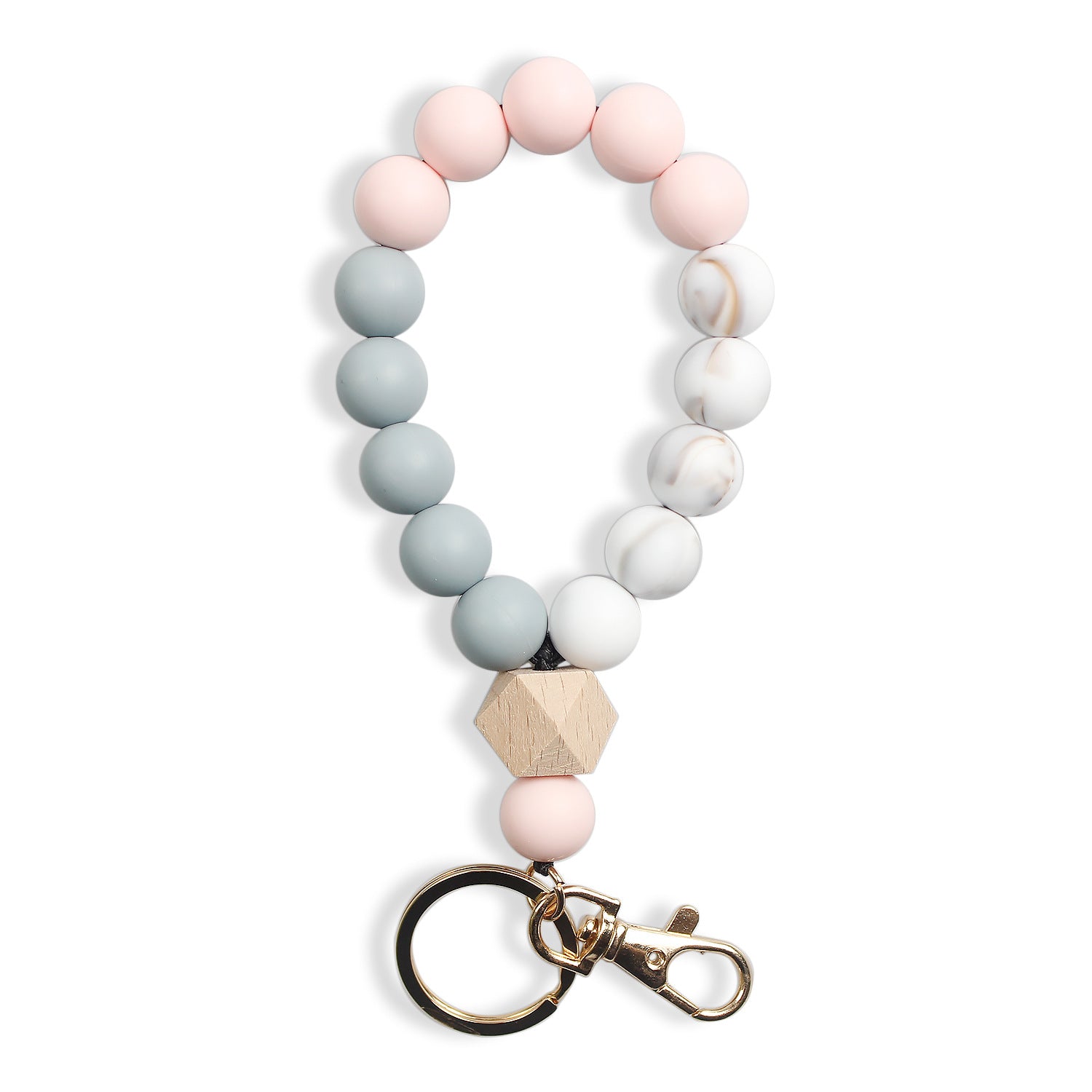 Wholesale Silicone Color Beaded Bracelet Keychain