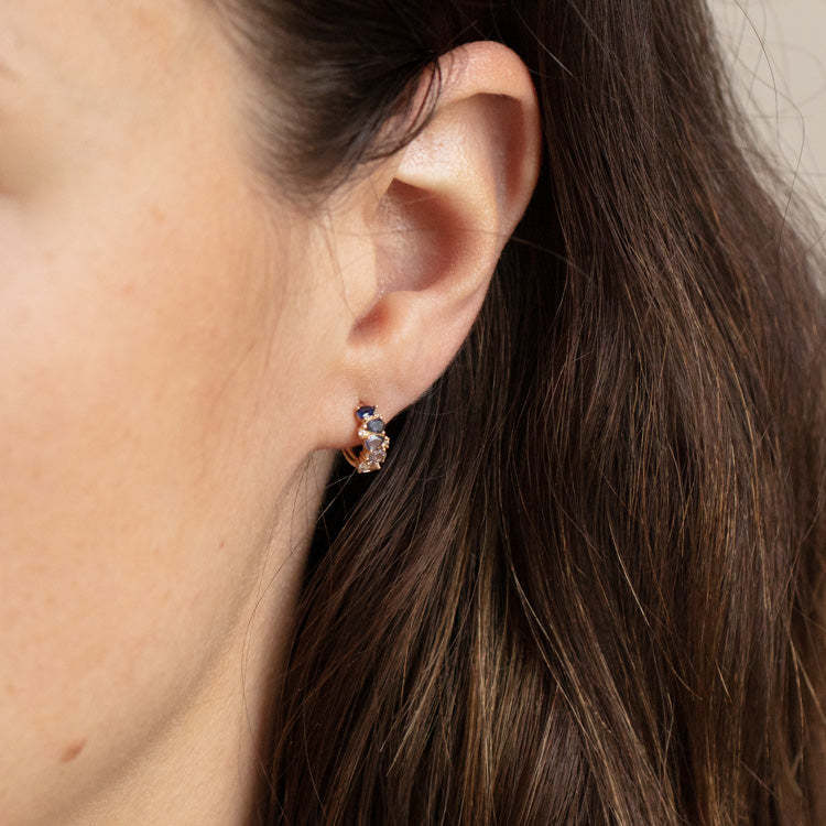 Wholesale Copper Electroplated Retro Birthstone Earrings Gradient U Shape Style Chic Fashion Accessory For Daily Wear