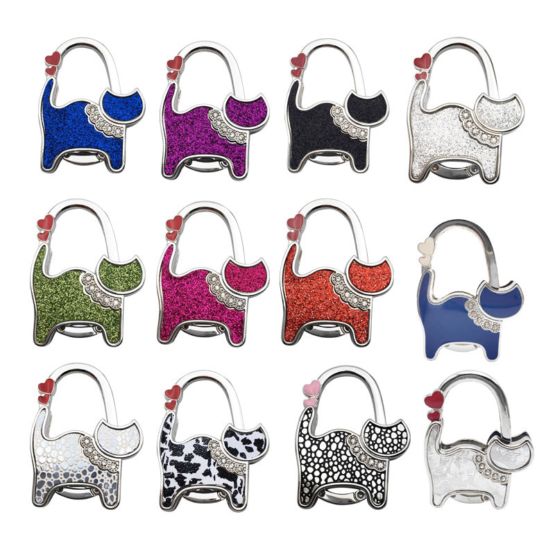 Wholesale Two-hearted Cat Bag Hanger Folding Table Lady Bag Hook