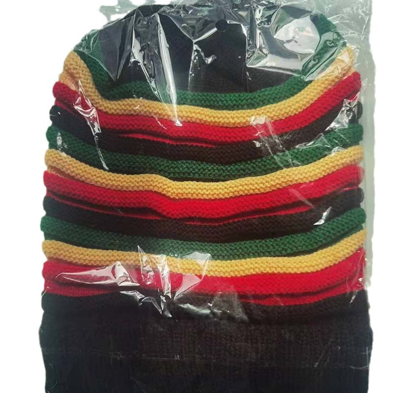 Wholesale Autumn and Winter Rainbow Striped Long Beanie