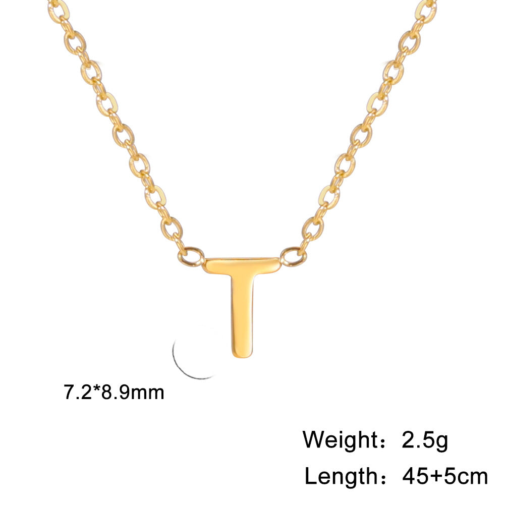 Wholesale 26 Letters Gold 18k Real Gold Electroplated 304 Stainless Steel Necklace