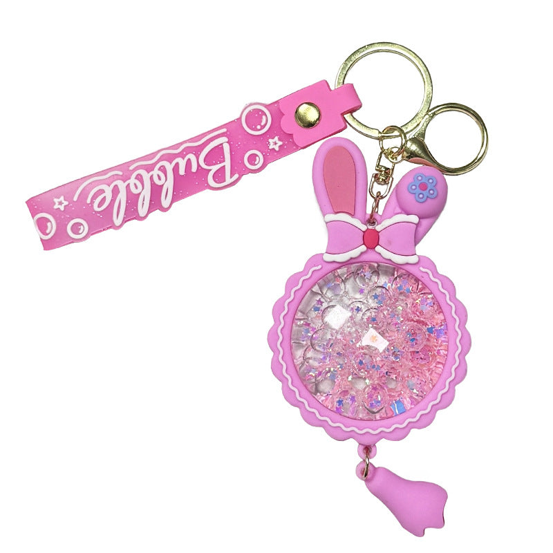 Wholesale Acrylic Liquid Sand Bunny Ear Keychain
