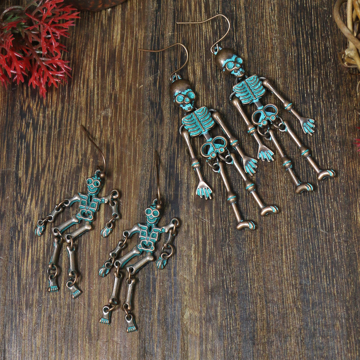 Wholesale of Halloween Gothic Skull Head Alloy Earrings