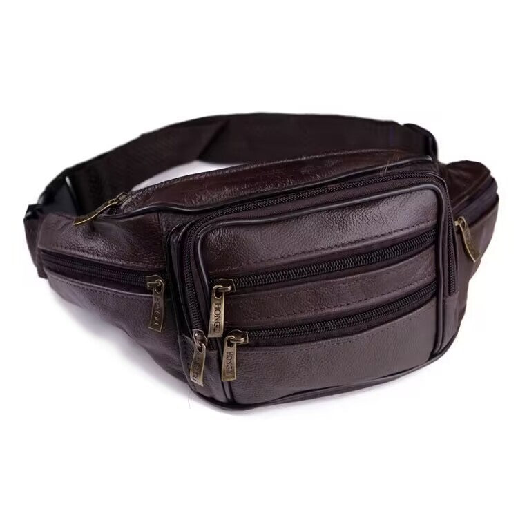 Wholesale Men's genuine leather waist bag multifunctional waterproof waist bag mobile phone bag