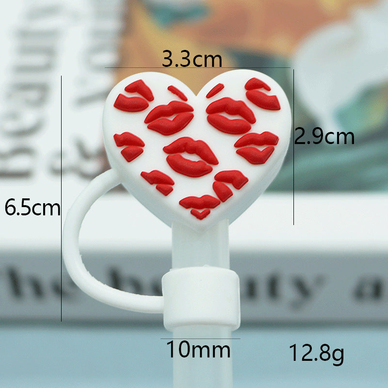 Wholesale straw cap 10mm Valentine's Day love straw cap straw stopper universal personality straw dust cap cross-border