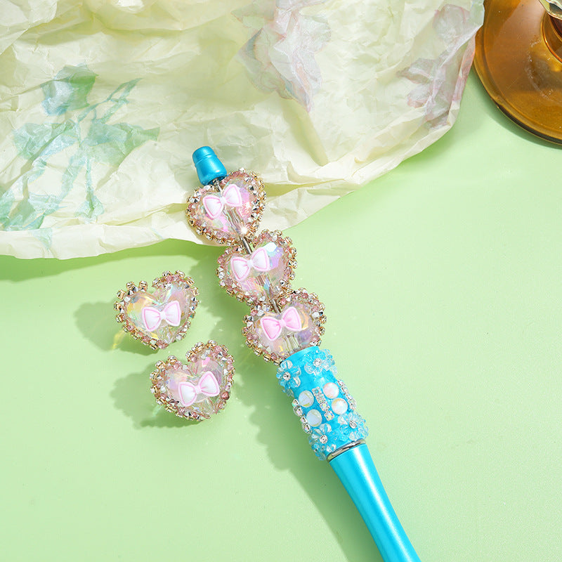 Wholesale 10pcslove butterfly drill flower straight hole handmade loose acrylic beads