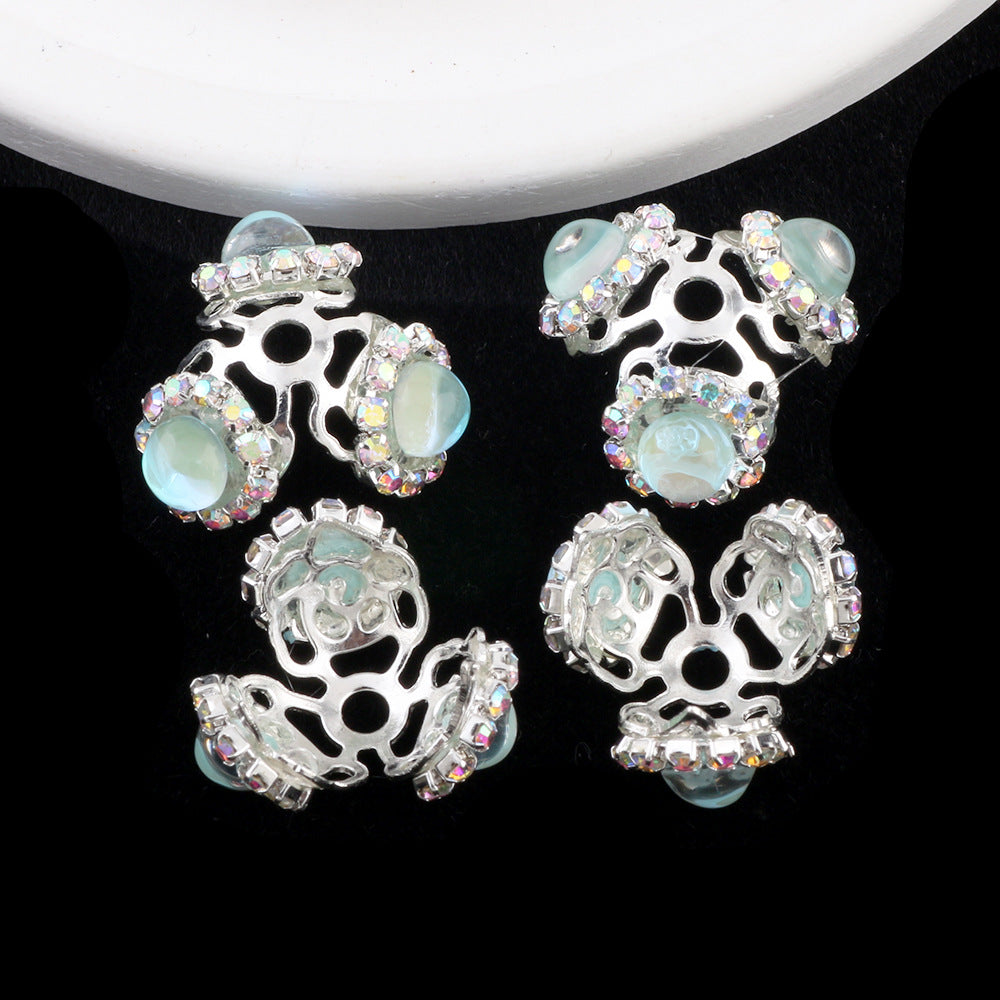 Wholesale 10pcs/pack Heavy rhinestone five-pointed star perforated torus DIY alloy accessories