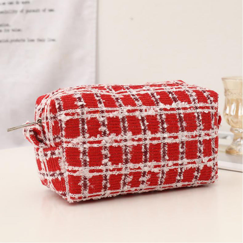 Wholesale New Year Christmas Red Knitted Wool Pencil Bag