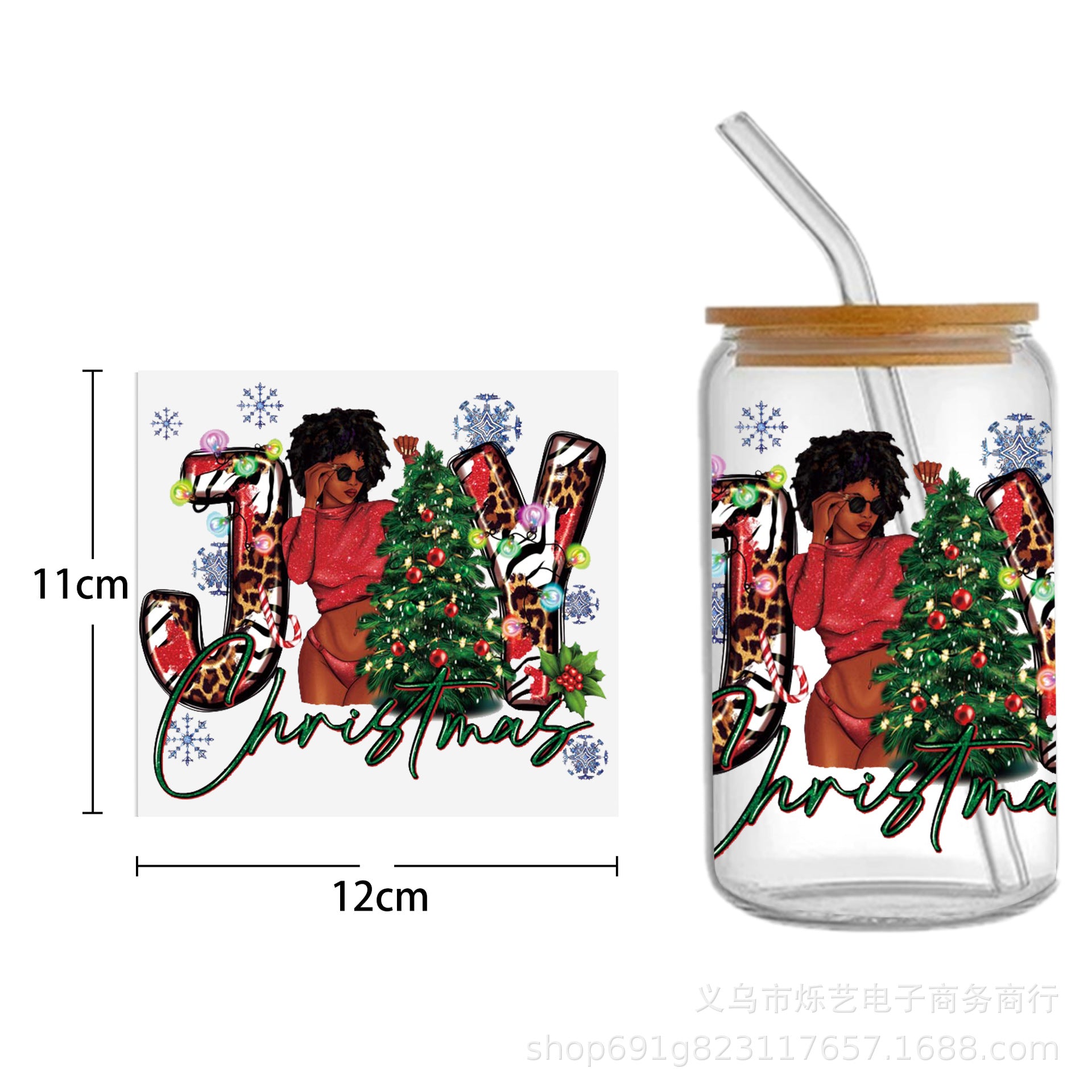 Wholesale Black Girl Series UV DTF Transfer Crystal Cup Sticker
