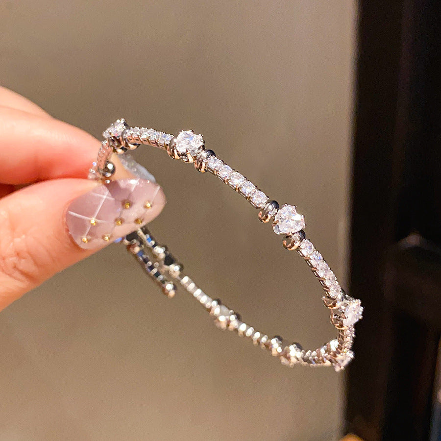 Wholesale Heart shaped inlaid sparkling zircon bracelet