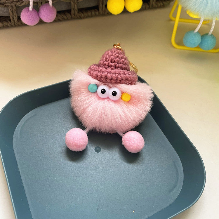 Wholesale Internet celebrity ugly cute plush cute small coal ball key chain