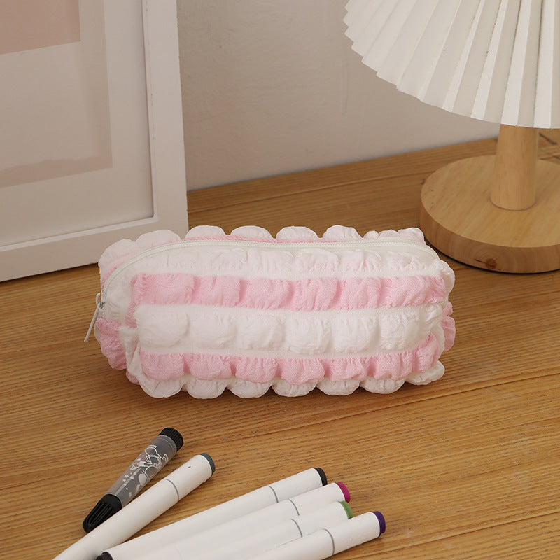 Wholesale Color Block Striped Large Capacity Pencil Case