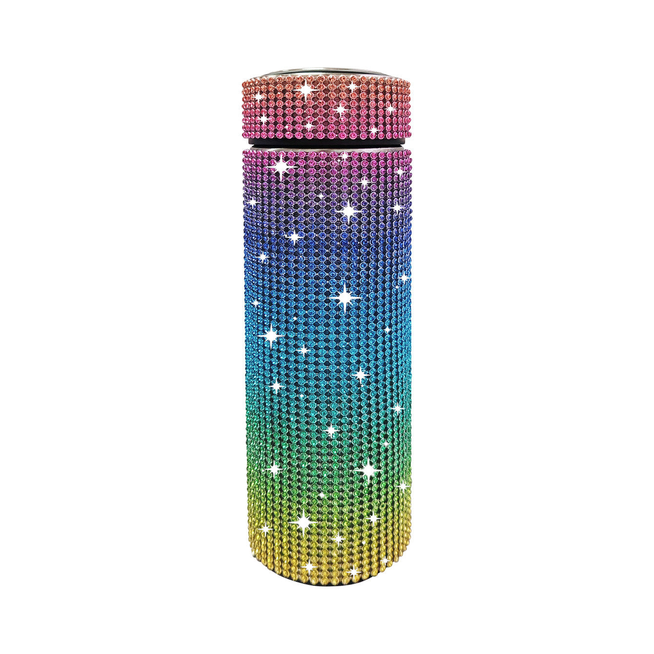 Wholesale 17oz Stainless Steel Diamond-encrusted Smart Thermos Cup with LED Temperature Display Straight Tumbler Cup