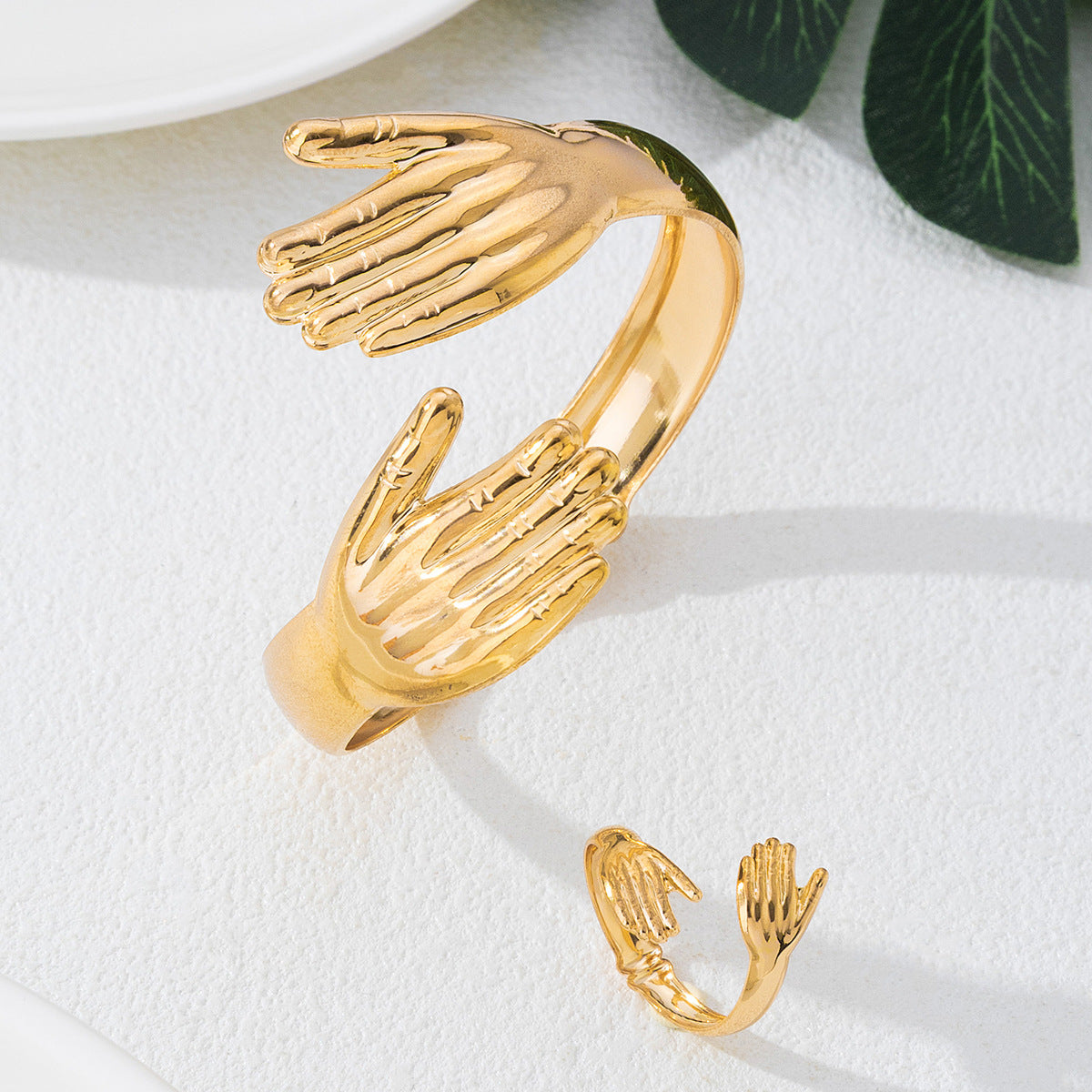 Wholesale Golden open palm adjustable jewelry set
