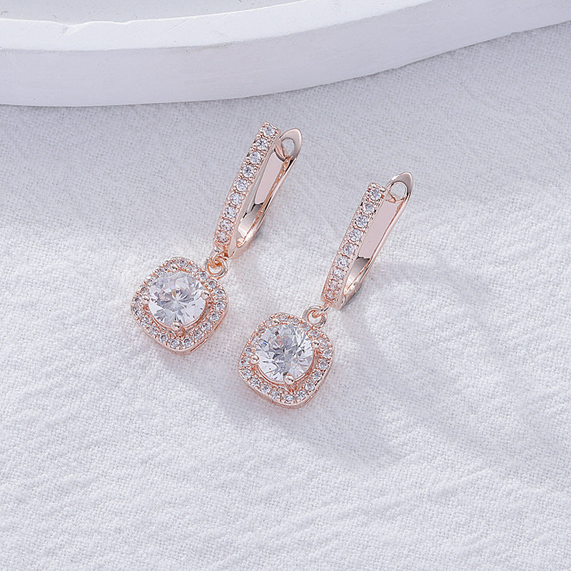 Wholesale Micropaved Zirconia Square Earrings