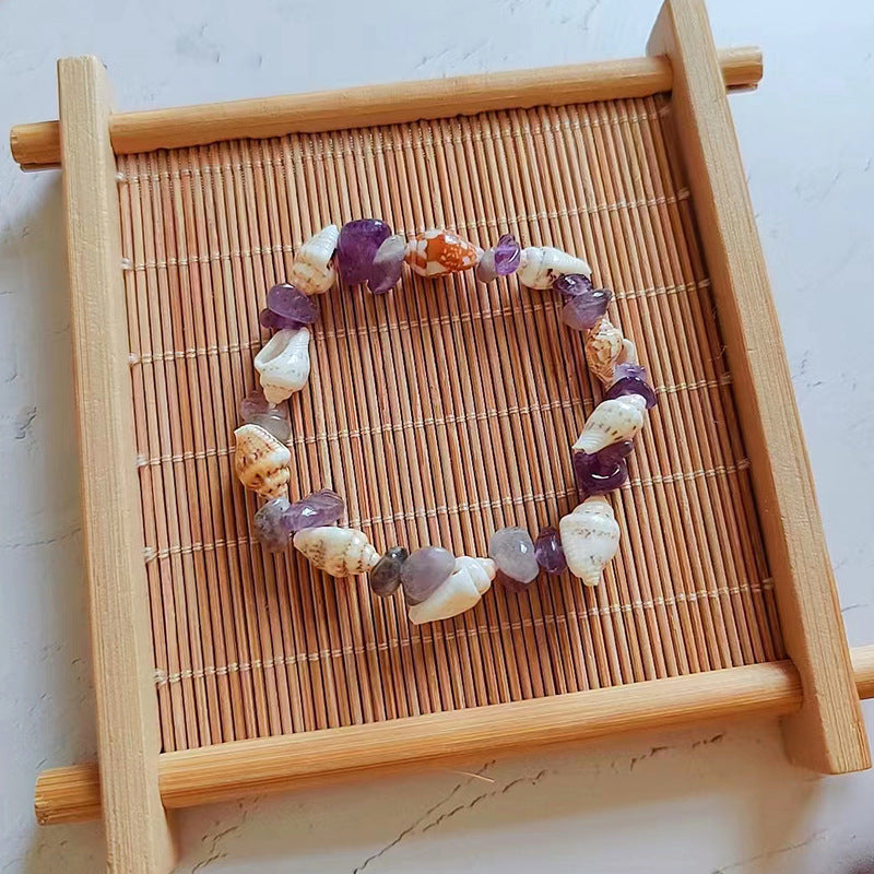 Wholesale Natural Crushed Amethyst Conch Shell Bracelet