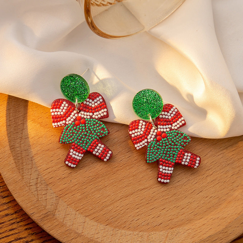 Wholesale Christmas Santa Claus Acrylic Snowflake Elk Hollow Earrings
