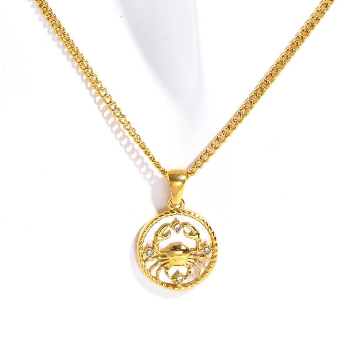 Wholesale Stylish 12 Zodiac Signs Coin Pendant Necklace Stainless Steel Gold Plated Fashion Accessory