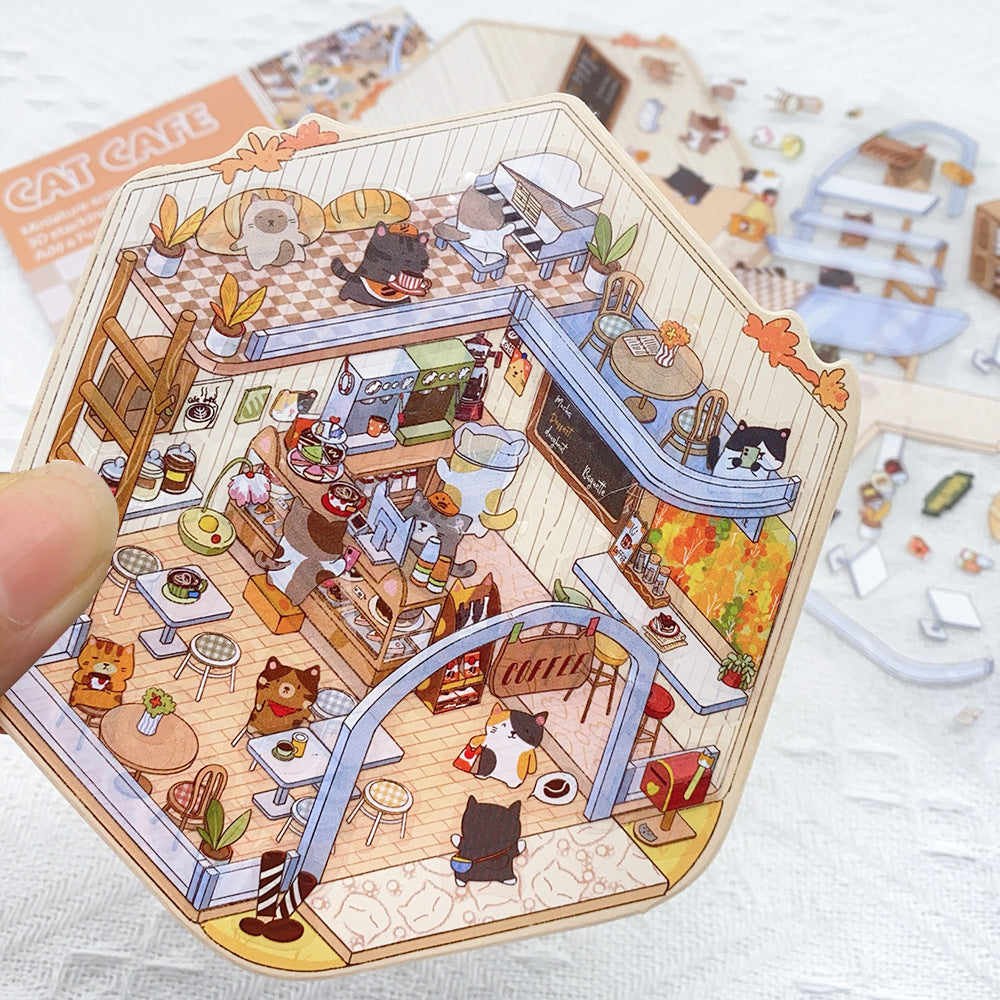 Wholesale Cat Cafe Landscaping Stickers 3D DIY Stickers