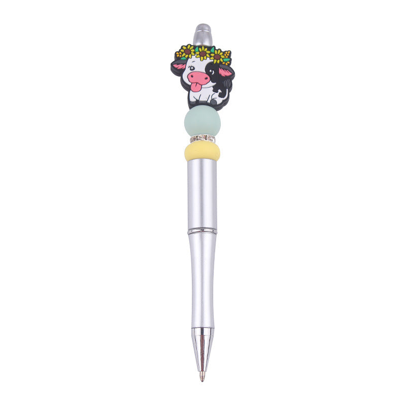 Wholesale Beaded Pens Cow Silicone Beads Plastic Multifunctional Ballpoint Pen