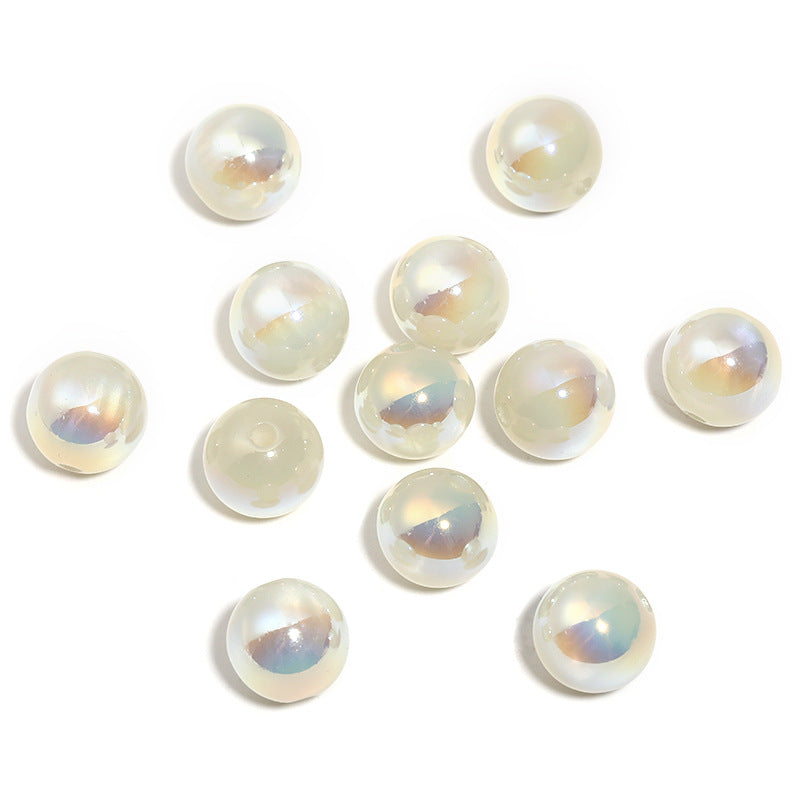 Wholesale UV color coated milk tea cat's eye high gloss acrylic small round beads