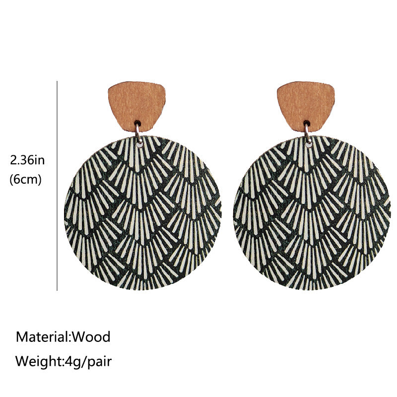 Wholesale Vintage Floral Wood Earrings Bohemian Earrings