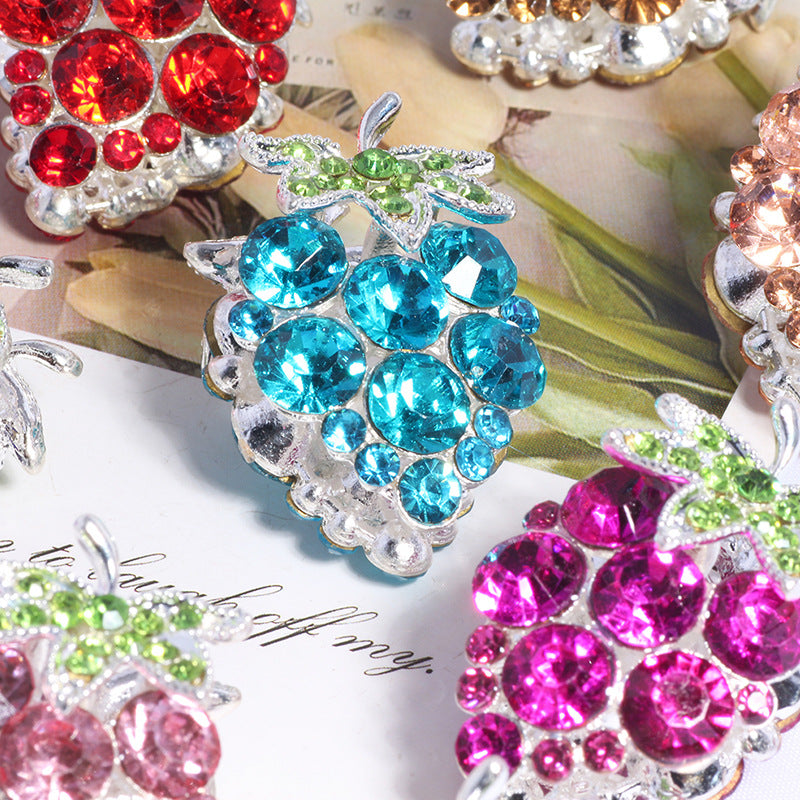 Wholesale Colorful grape full diamond can wear straight hole loose beads DIY mobile phone key chain